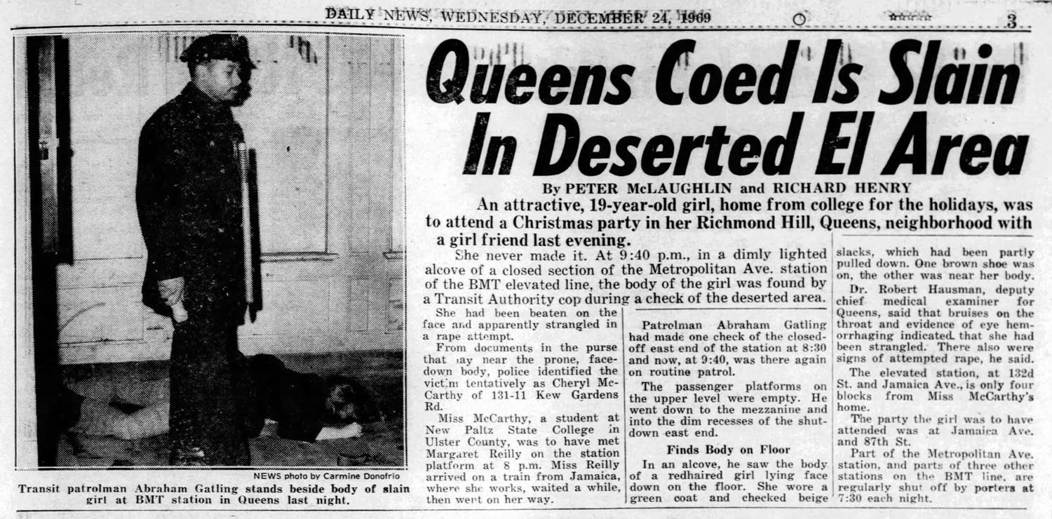 Cheryl McCarthy Murder new york 1969