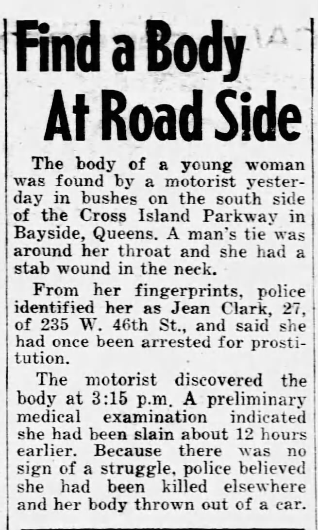 Jean Clark murder new york 1972
