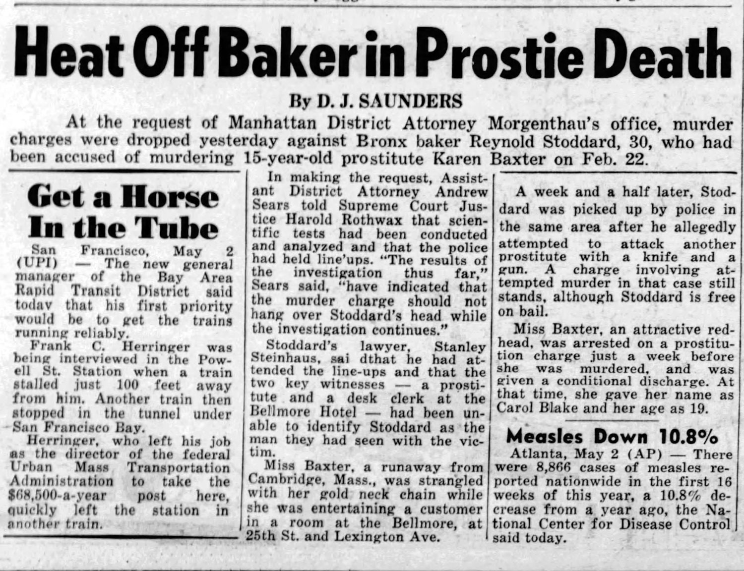Karen Baxter Murder new york 1975