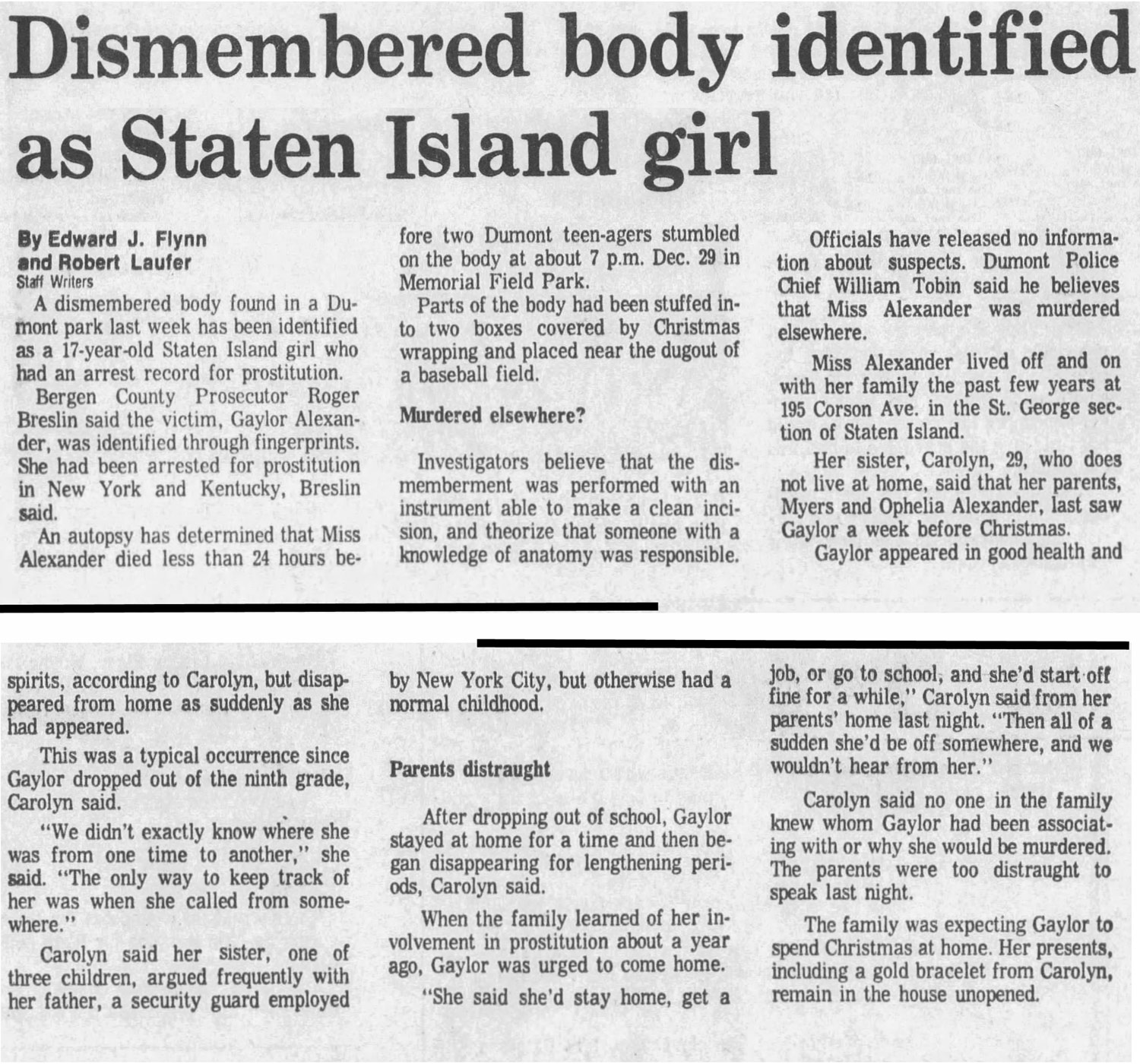 GaylorAlexander Murder 1977